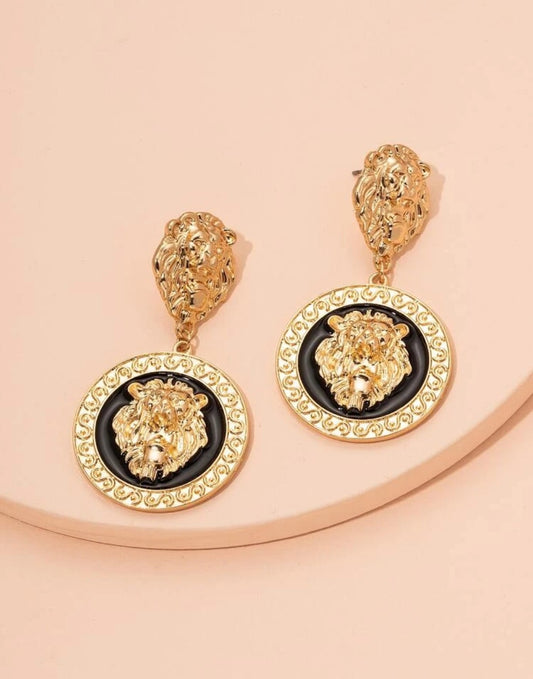 Lion Head Drop Earrings