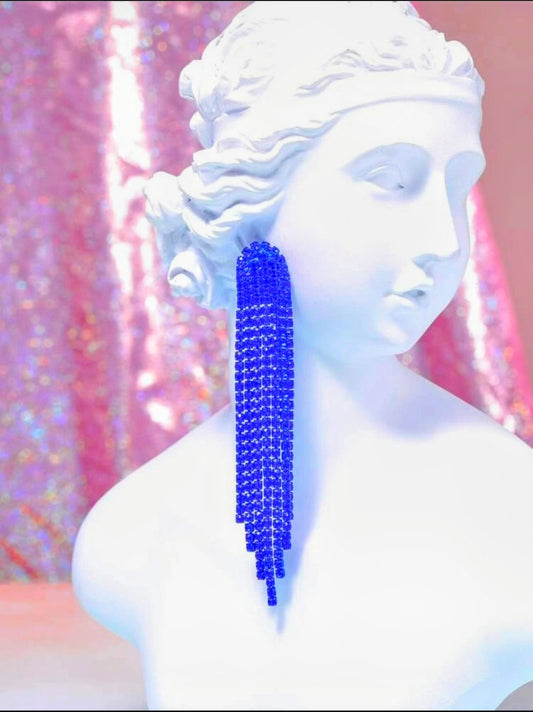 Rhinestone Tassel Design Earrings